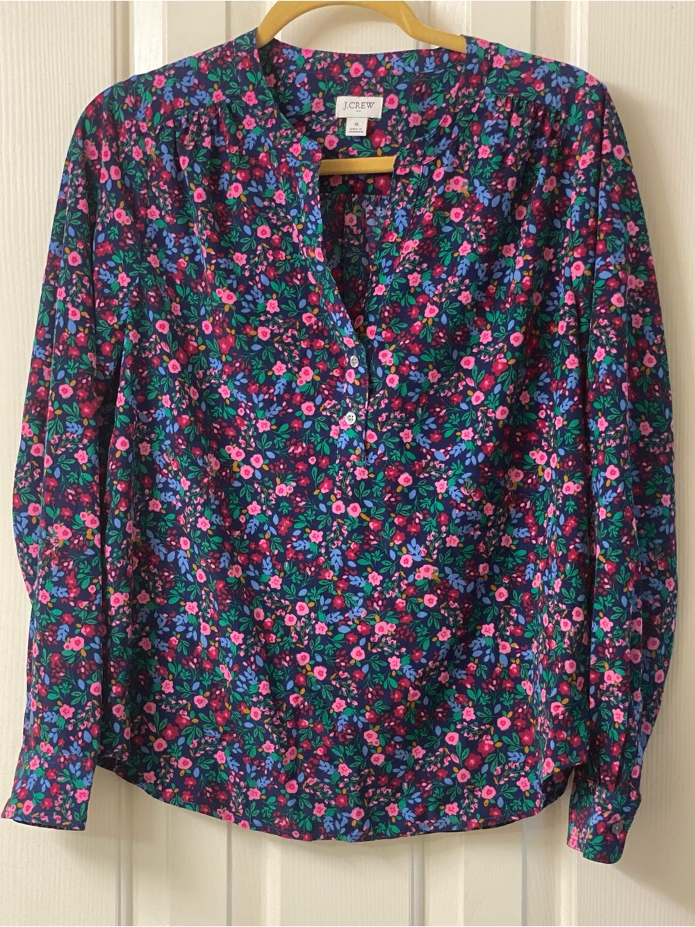 J. Crew Factory Floral V-Neck Long Sleeve Blouse Size Small